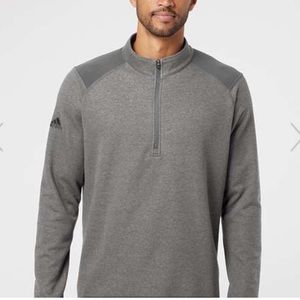 NEW ADIDAS  Heathered Quarter-Zip Pullover Colorblocked Shoulders Size: Large